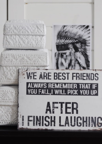 Metalowy szyld dekoracyjny BEST FRIENDS biało-czarny