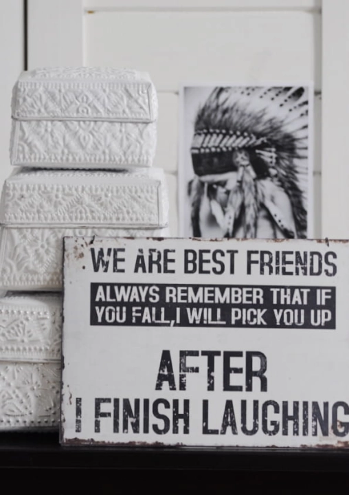 Metalowy szyld dekoracyjny BEST FRIENDS biało-czarny