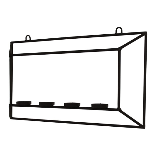 Czarny metalowy świecznik ścienny na cztery świece – minimalistyczna dekoracja do salonu