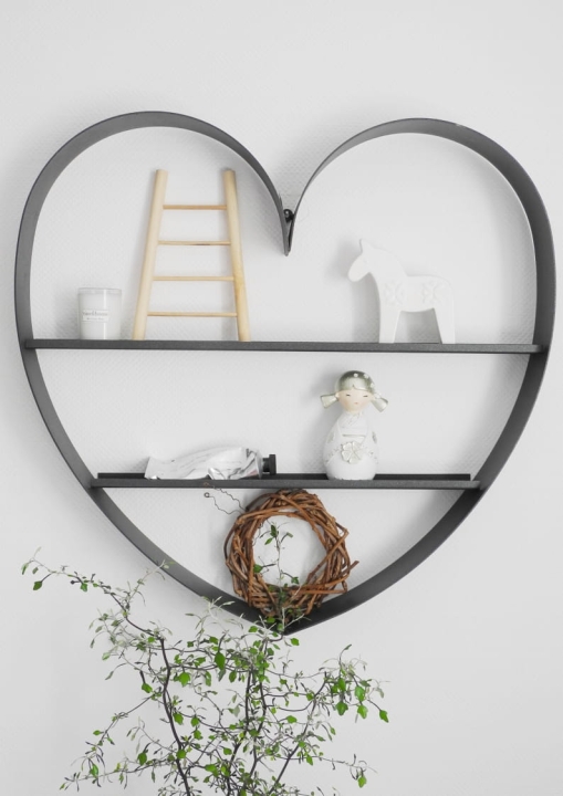 Metalowa grafitowa półka w kształcie serca
