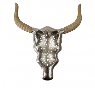 dekoracja ścienna poroże srebrne do salonu