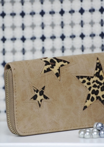 Portfel damski nude z gwiazdami  w panterkę