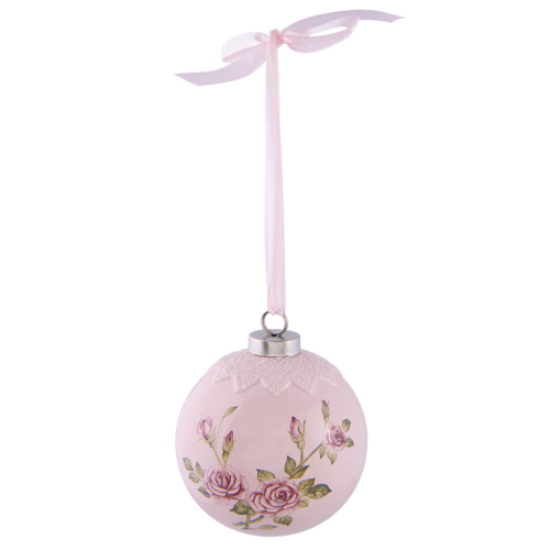 Bombka ceramiczna różowa w kwiatki shabby chic