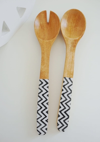 Zestaw sztućców do sałaty z drewna mango
