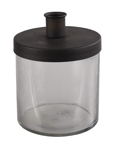 Świecznik na jedną świecę ze szklanym pojemnikiem