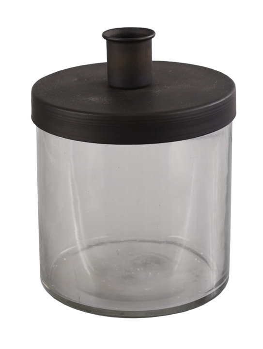 Świecznik na jedną świecę ze szklanym pojemnikiem