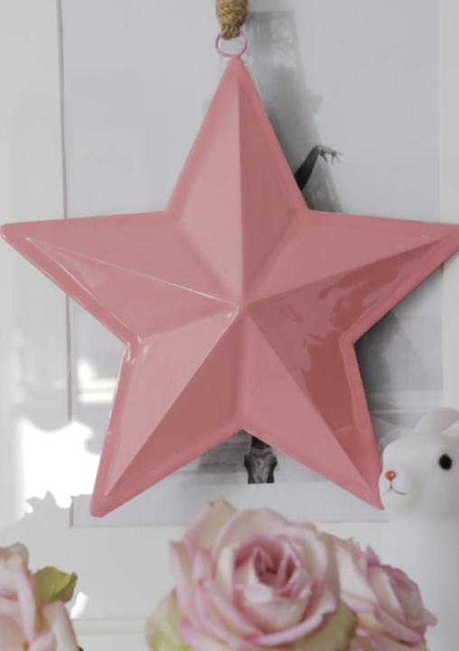metalowa różowa gwiazda do pokoju dziecka lub salonu