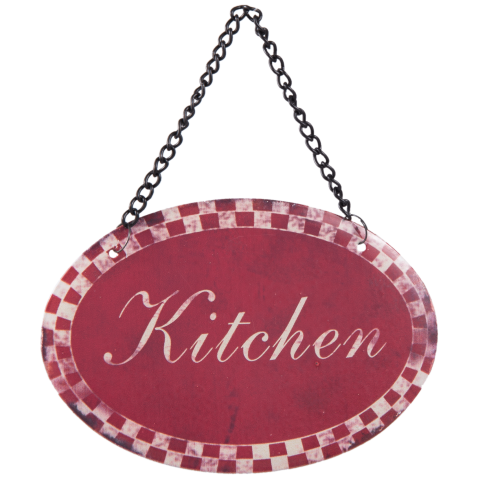 Czerwony dekoracyjny szyld do kuchni