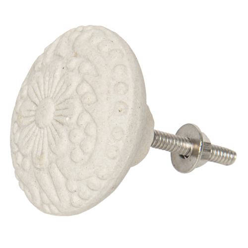 Okrągły ceramiczny kremowy uchwyt meblowy - średnica 5 cm. Matowe wykończenie
