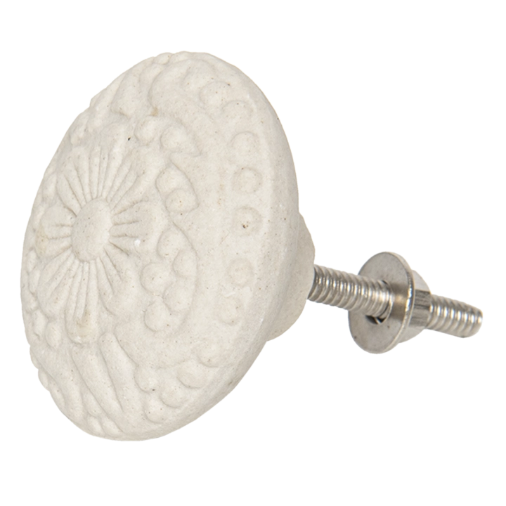 Okrągły ceramiczny kremowy uchwyt meblowy - średnica 5 cm. Matowe wykończenie