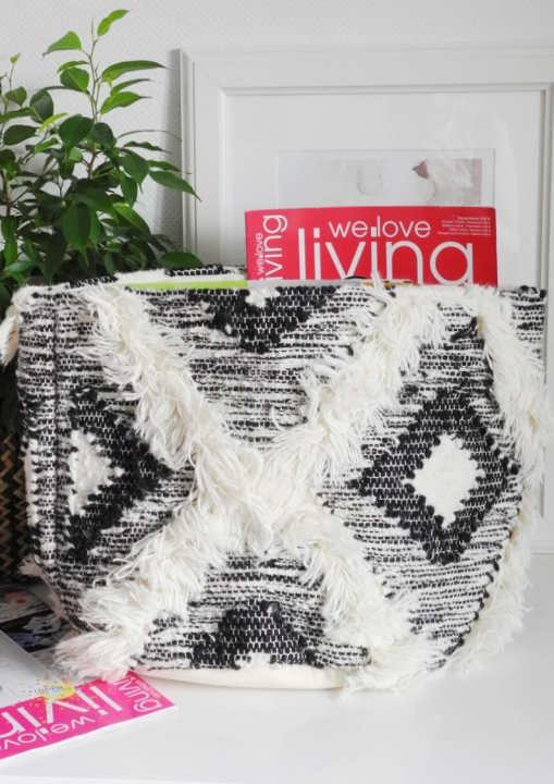 Kosz tekstylny w stylu marokańskim do sypialni scandi boho