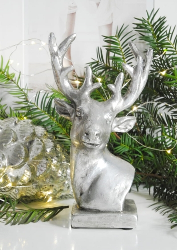 Świąteczna figurka srebrna głowa jelenia