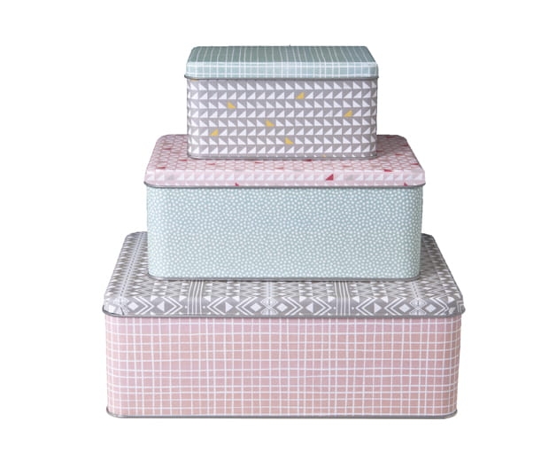 Metalowe pudełka z wieczkiem na drobiazgi Aztec w różnych kolorach – nowoczesna dekoracja i funkcjonalny organizer.