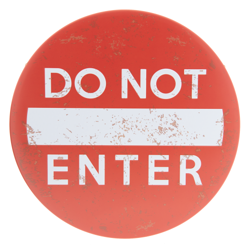 Okrągły czerwony znak zakazu Do Not Enter do pokoju nastolatka