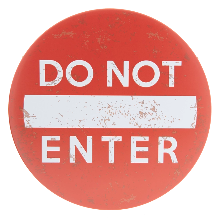 Okrągły czerwony znak zakazu Do Not Enter do pokoju nastolatka