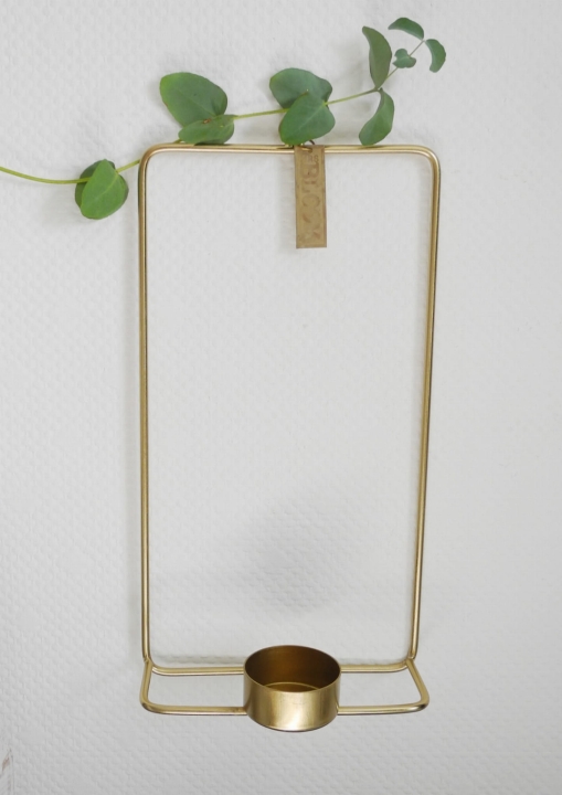 Złoty świecznik prostokątny na ścianę