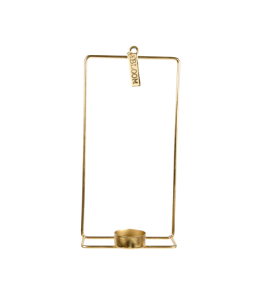 Złoty metalowy świecznik do powieszenia na ścianie