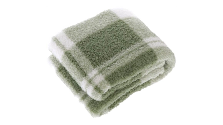 Koc pluszowy w kratę OLD GREEN