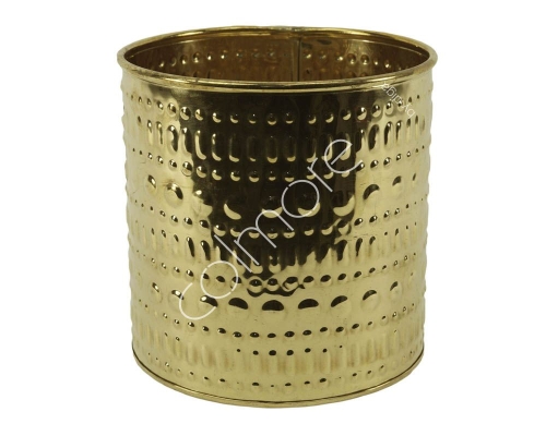 Ozdobny pojemnik z metalu w kolorze złotym