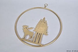 Złota metalowa dekoracja świateczna na ścianę