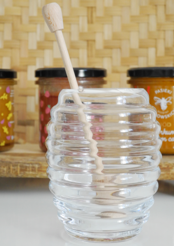 Pojemnik na miód z transparentnego szkła