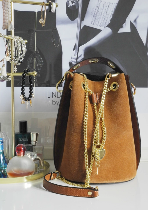 Torebka worek LAURA BIAGGI skóra naturalna CAMEL