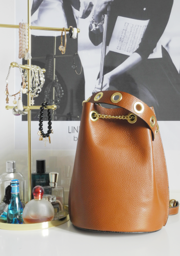 Torebka worek LAURA BIAGGI skóra naturalna CAMEL