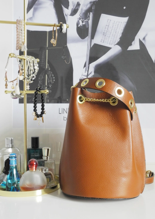 Torebka worek LAURA BIAGGI skóra naturalna CAMEL