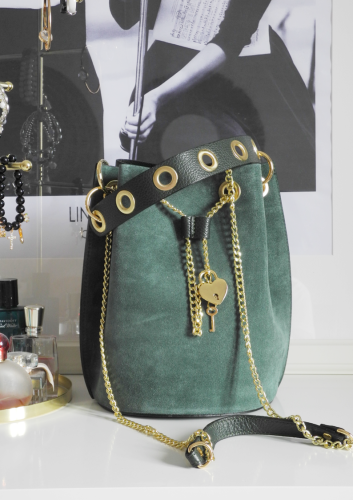 Torebka worek LAURA BIAGGI skóra naturalna GREEN