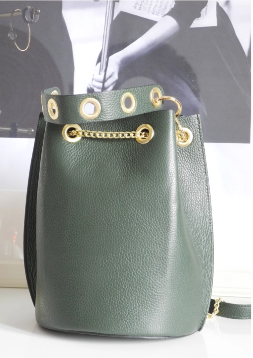 Torebka worek LAURA BIAGGI skóra naturalna GREEN