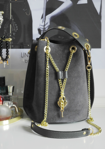 Torebka worek LAURA BIAGGI skóra naturalna GREY