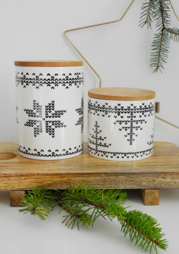 Zimowy zestaw ceramicznych pojemników kuchennych Winter z choinkami i śnieżynkami