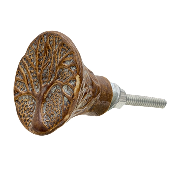 Gałka meblowa ceramiczna w kolorze brązowym