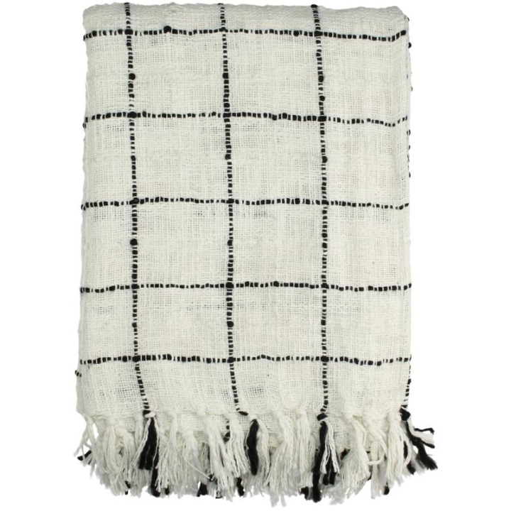 Pled bawełniany biało-czarny  130x170 cm