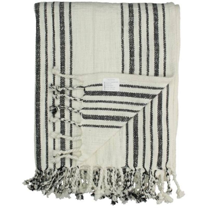 Koc biało-czarny w paski 130x170 cm