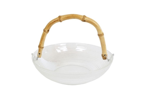 Miska ze szkła z bambusowym uchwytem