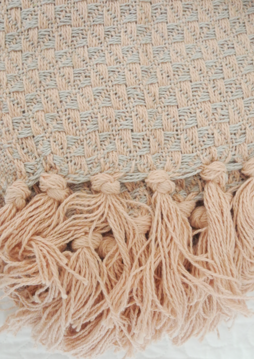 Koc bawełniany różowo-szary