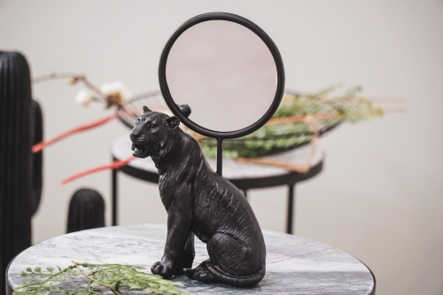 Tiger lusterko okrągłe ozdobne