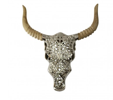 metalowe poroże ścienne z rzeźbionymi detalami