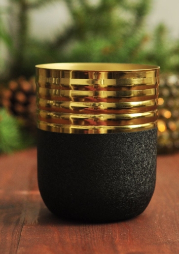 Pojemnik metalowy złoto czarny