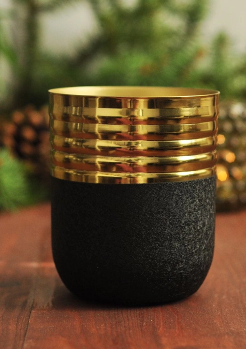 Pojemnik metalowy złoto czarny