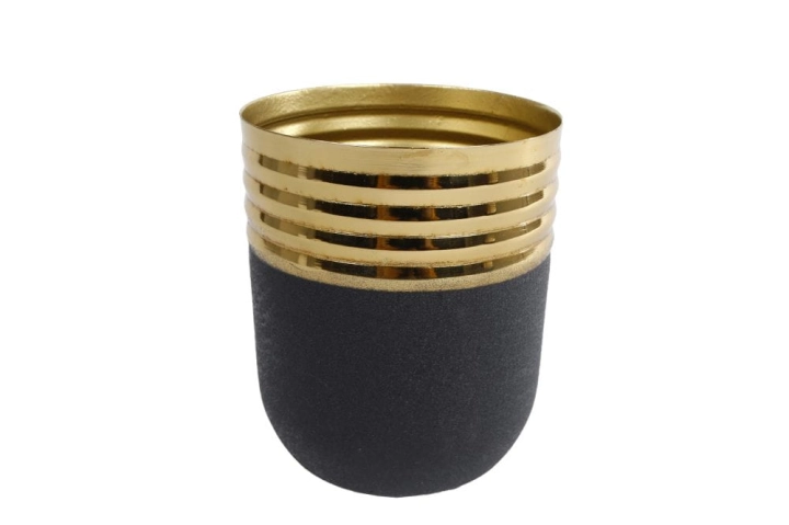 Nowoczesny czarno złoty pojemnik z metalu