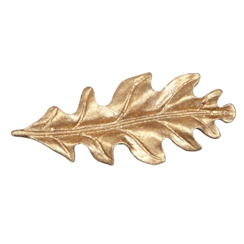 Złoty uchwyt meblowy w kształcie liścia dębu