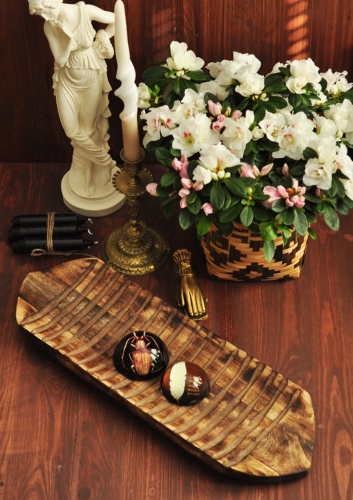 Patera ryflowana z drewna