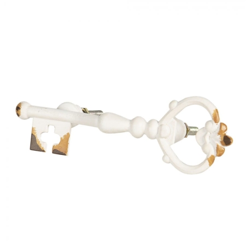 Metalowy uchwyt meblowy w kształcie białego klucza