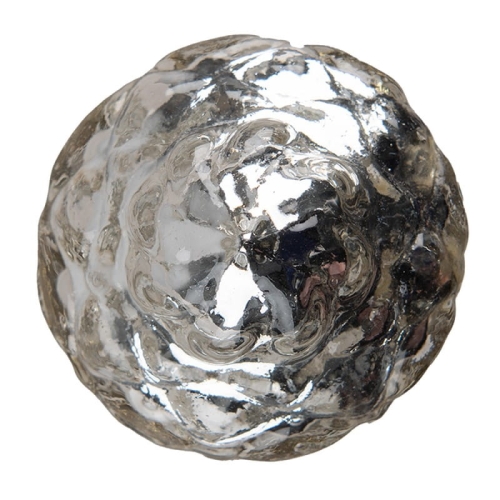 Srebrna gałka meblowa glamour z grubego szkła o średnicy 6 cm