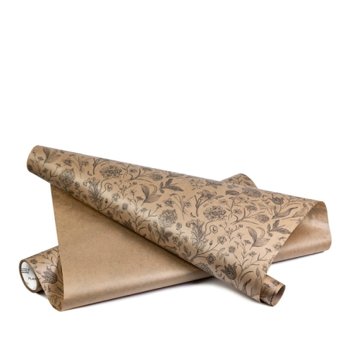 Brązowy papier ozdobny w stylu vintage z nadrukiem kwiatów do pakowania prezentów