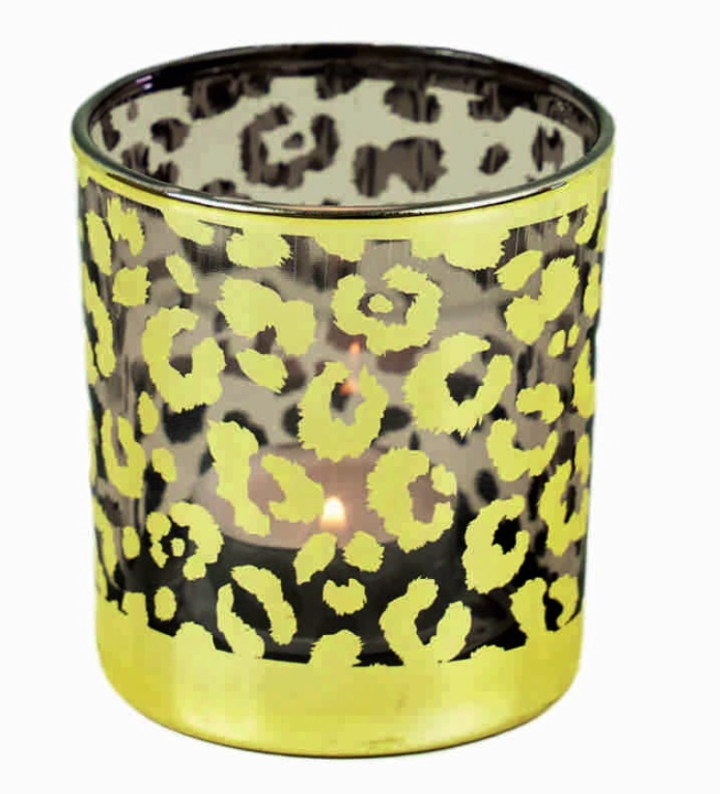 Złoty lampion szklany w zwierzecy wzór - stylowa dekoracja do wnętrz