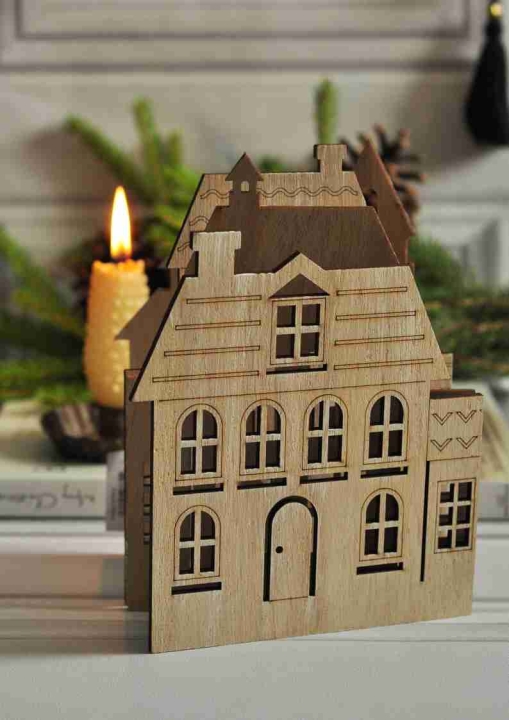 Rzkładana dekoracja świąteczna z domkami