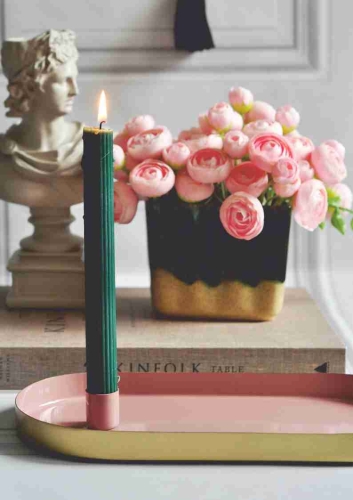 Taca ze świecznikiem kolor różowy